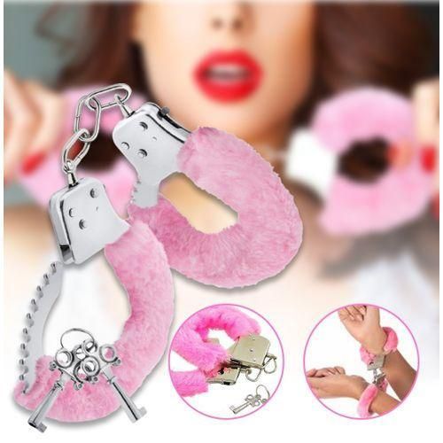 Adjustable Plush Handcuff Set with Safety Keys | Soft Faux Fur Wrist Restraints | Metal Lock Design