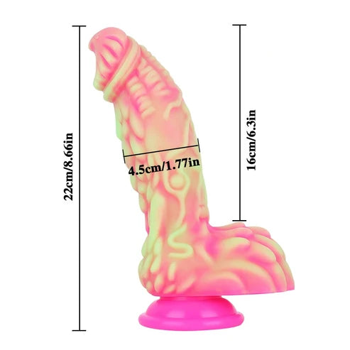 Fantasy Dragon Flexible Personal Wellness Toy with Suction Base – Pink & Green