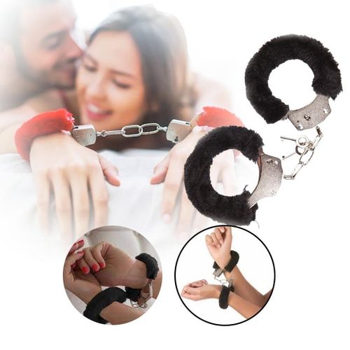 Adjustable Plush Handcuff Set with Safety Keys | Soft Faux Fur Wrist Restraints | Metal Lock Design