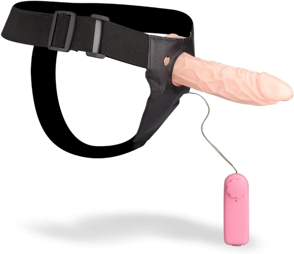 Adjustable Strap-On Harness with 7.5 Inch Vibrating Silicone Dildo | Wearable Harness Kit | Soft Silicone | AdultsNeed