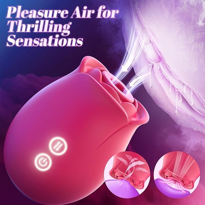 Rose Air Pulse Clitoral Stimulator | 7 Suction Modes | USB Rechargeable | Waterproof Adult Wellness Massager