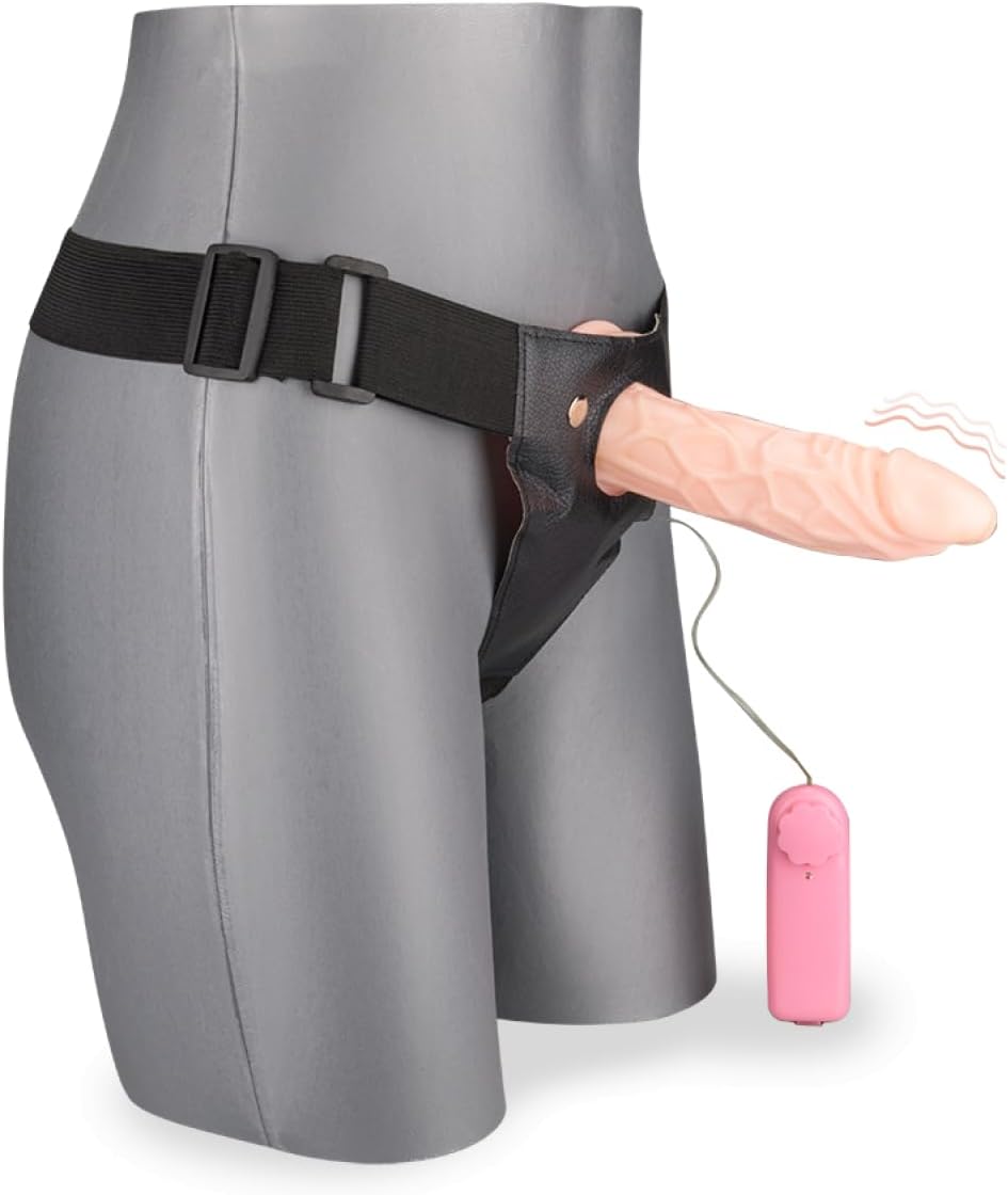 Adjustable Strap-On Harness with 7.5 Inch Vibrating Silicone Dildo | Wearable Harness Kit | Soft Silicone | AdultsNeed