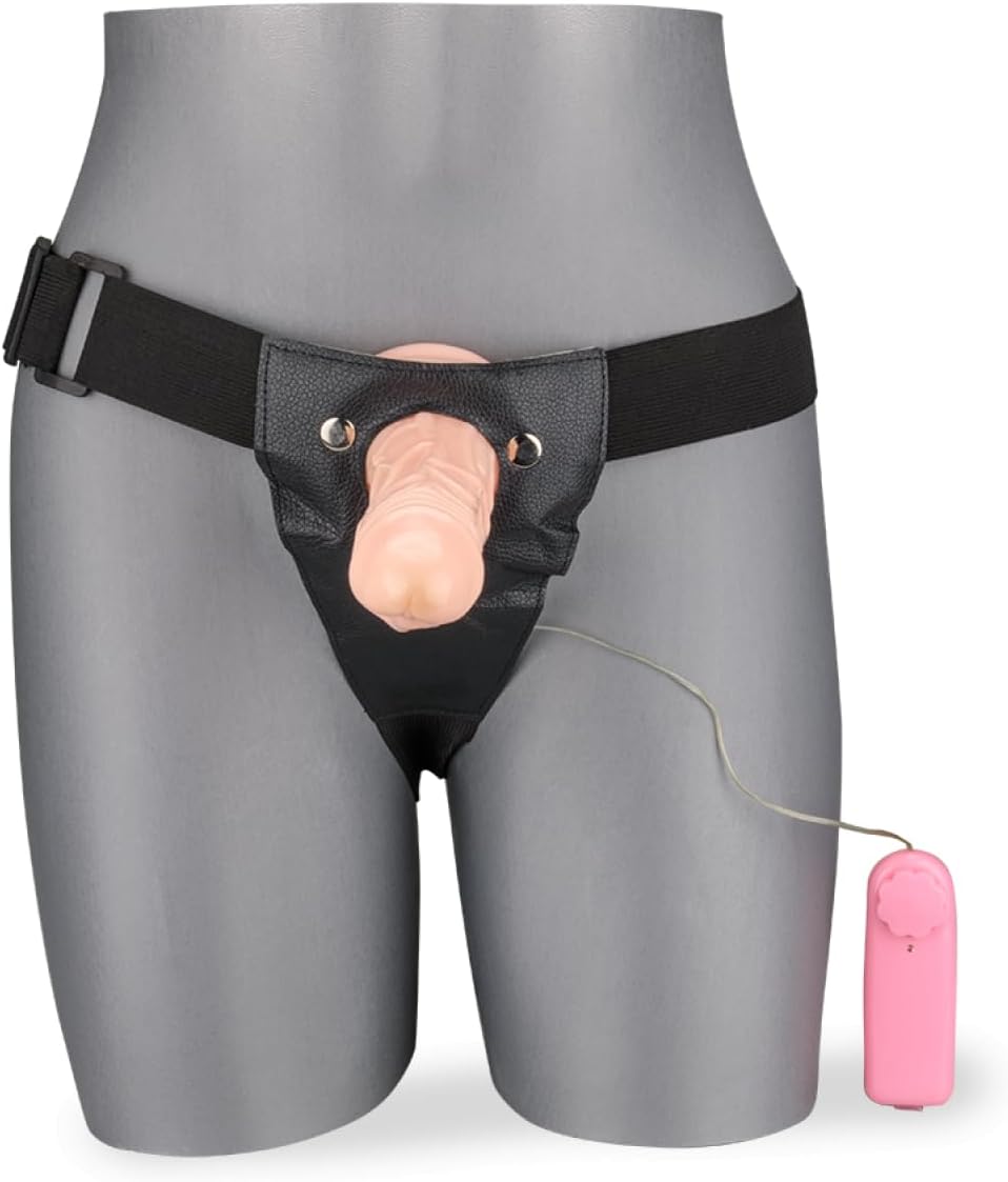 Adjustable Strap-On Harness with 7.5 Inch Vibrating Silicone Dildo | Wearable Harness Kit | Soft Silicone | AdultsNeed