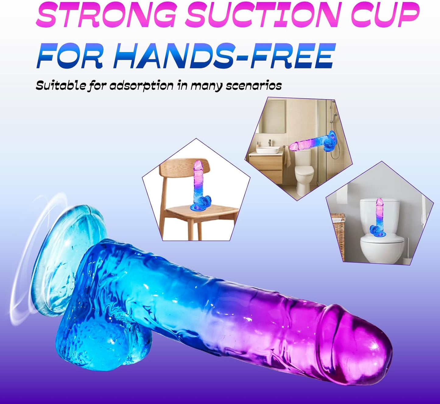 7.5 Inch Dual Color Realistic Dildo with Strong Suction Cup | Soft Body-Safe Jelly Material | Waterproof Adult Wellness Accessory