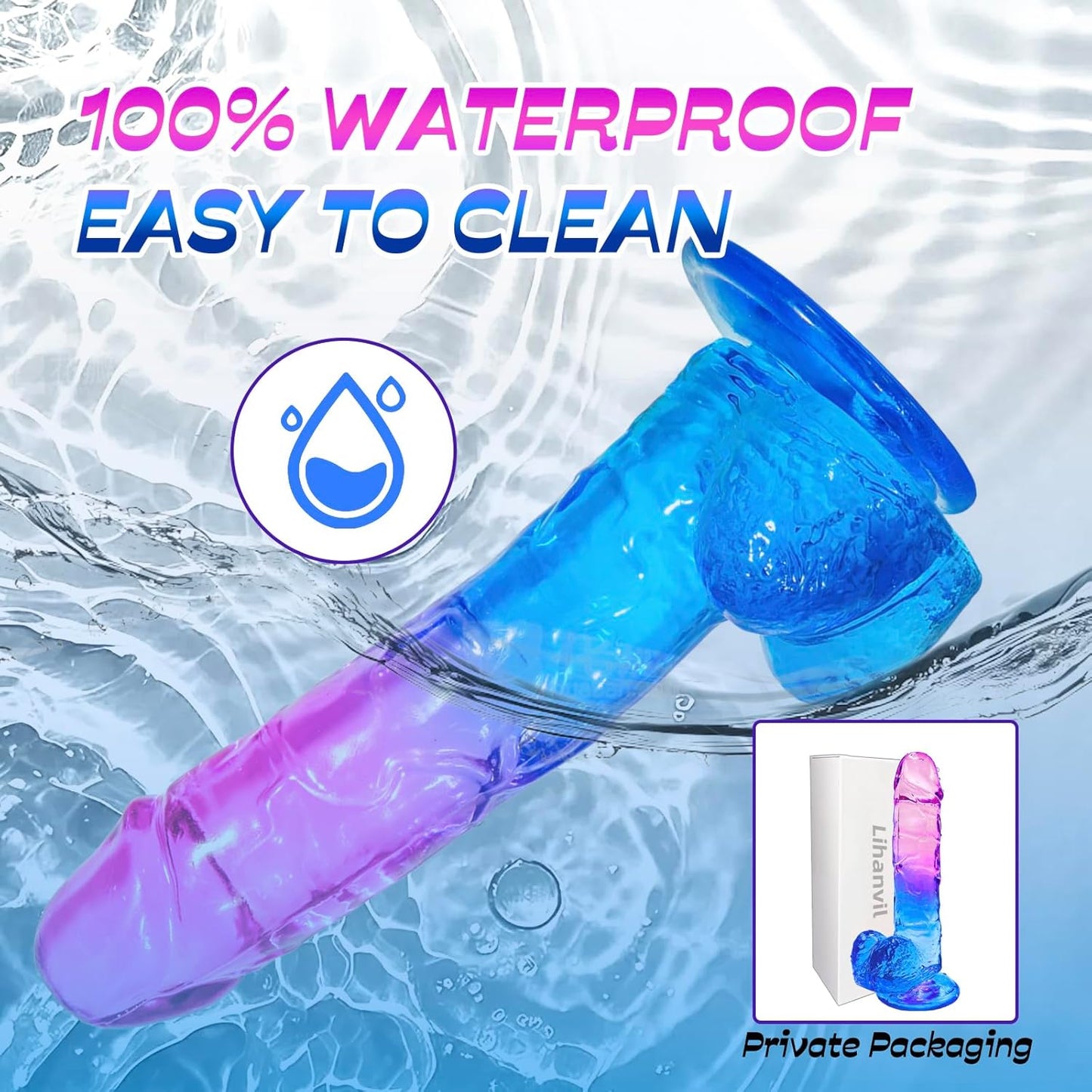 7.5 Inch Dual Color Realistic Dildo with Strong Suction Cup | Soft Body-Safe Jelly Material | Waterproof Adult Wellness Accessory