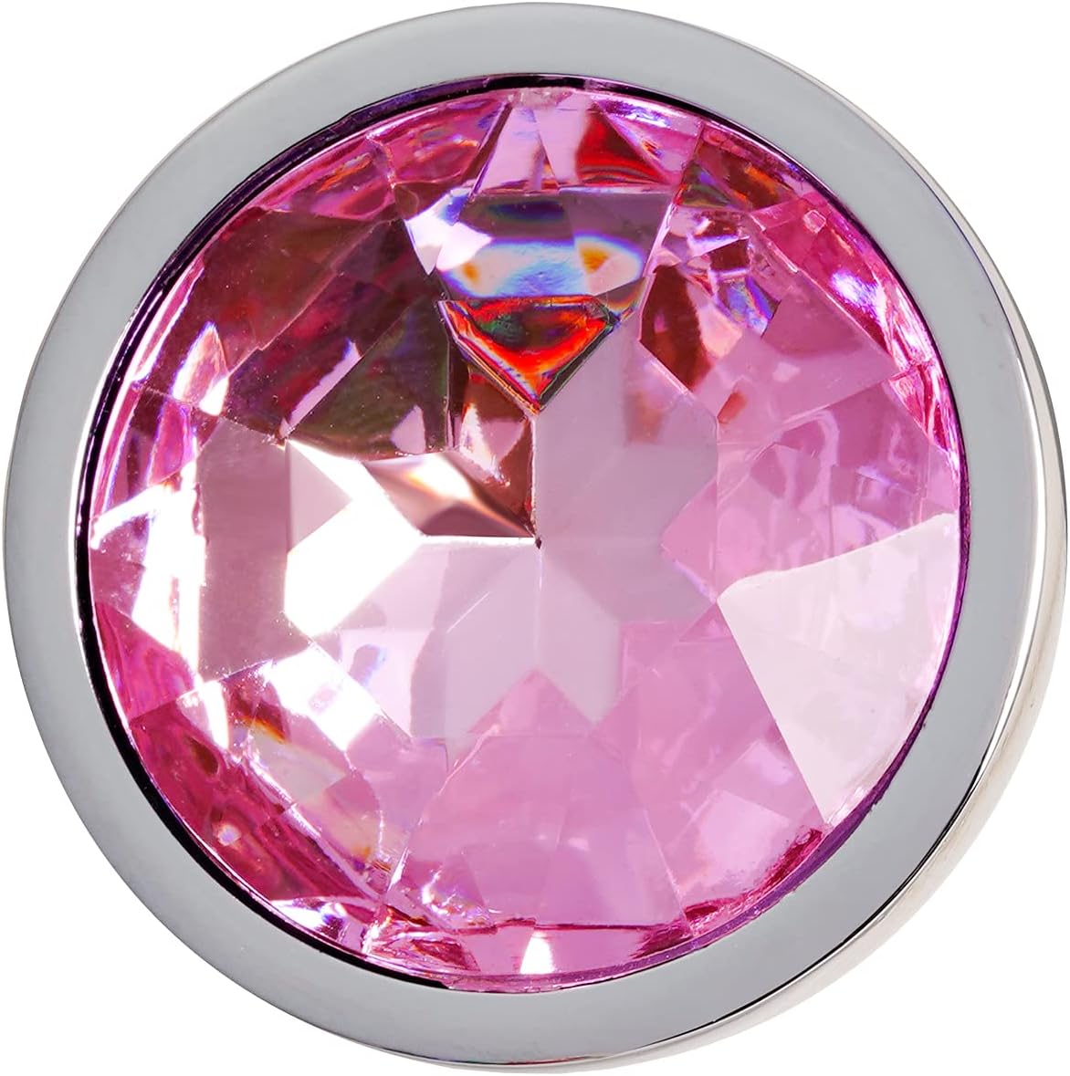 AdultsNeed Small Stainless Steel Butt Plug with Pink Crystal – Smooth Metal Beginner Anal Plug
