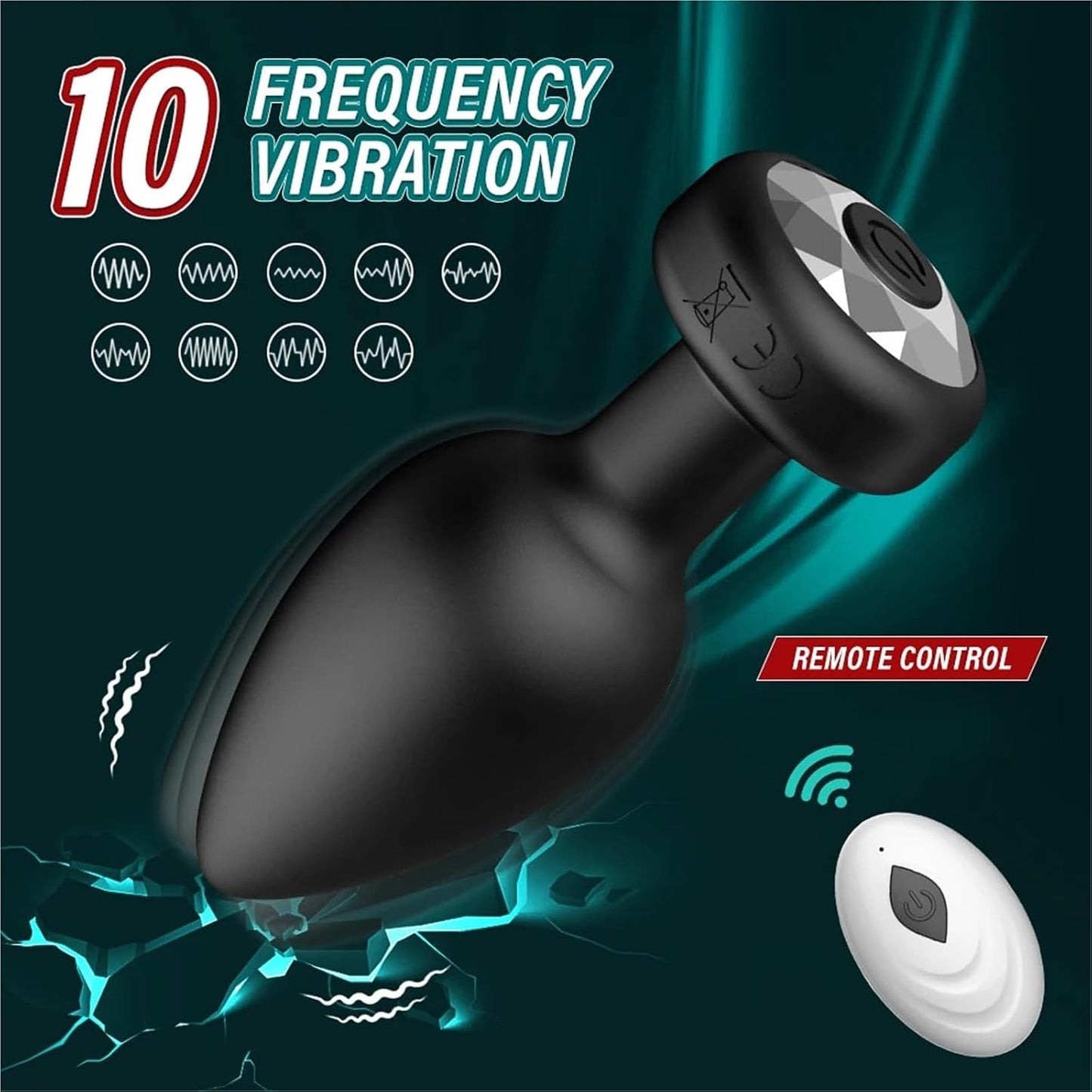 Remote Control Rechargeable Vibrating Butt Plug | 10 Vibration Modes | Waterproof Silicone | USB Rechargeable | Black