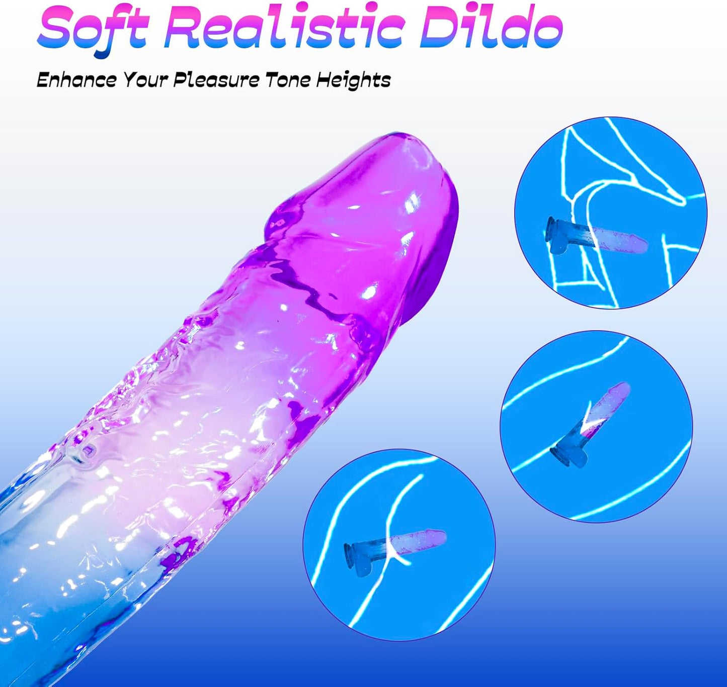 7.5 Inch Dual Color Realistic Dildo with Strong Suction Cup | Soft Body-Safe Jelly Material | Waterproof Adult Wellness Accessory