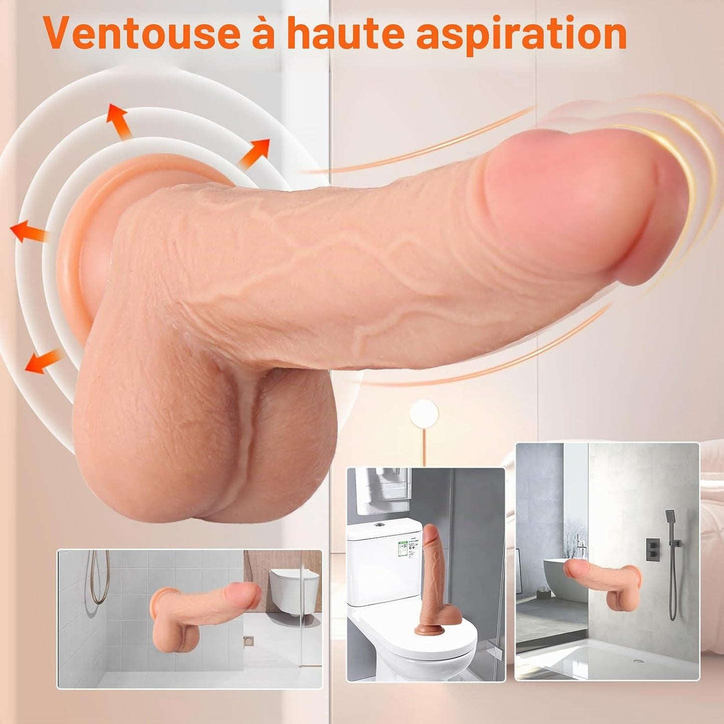 8.6 Inch Heating & Thrusting Realistic Dildo with Remote Control | 9 Vibration Modes | USB Rechargeable | Suction Base | Flesh