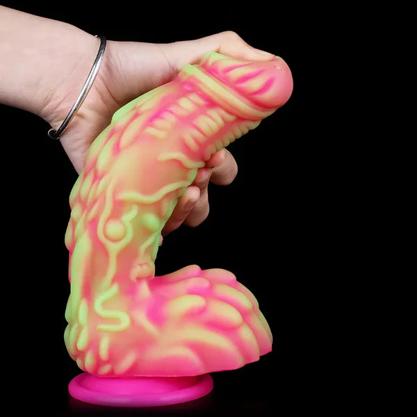 Fantasy Dragon Flexible Personal Wellness Toy with Suction Base – Pink & Green