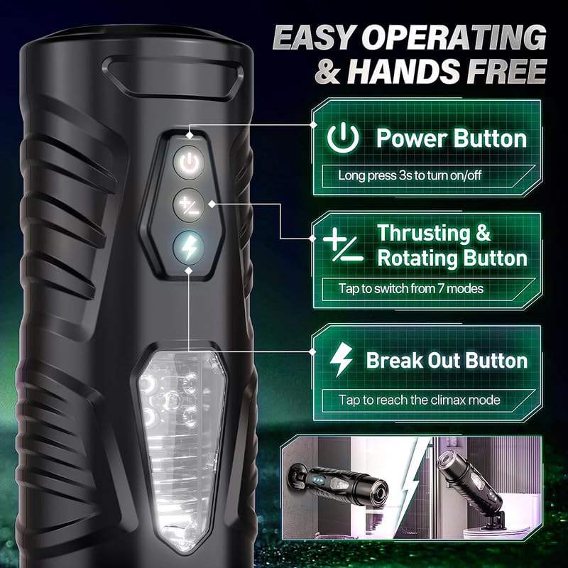 Auto Rotating & Thrusting Rechargeable Male Stroker | 7 Thrusting Modes | USB Rechargeable | Textured Sleeve | AdultsNeed