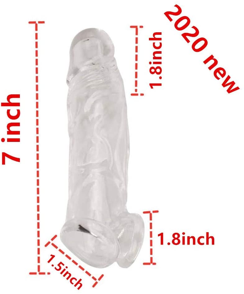Crystal Clear Reusable Penis Sleeve with Delay Ring – 7 Inch Soft Silicone Extender