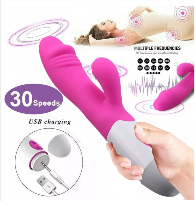 Rechargeable Rabbit Vibrator – Dual Stimulation G-Spot & Clitoral Vibrator | 10 Vibration Modes | Body-Safe Silicone