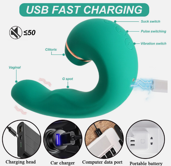 Lady Killer Suction & G-Spot Vibrator – Rechargeable Silicone Personal Massager