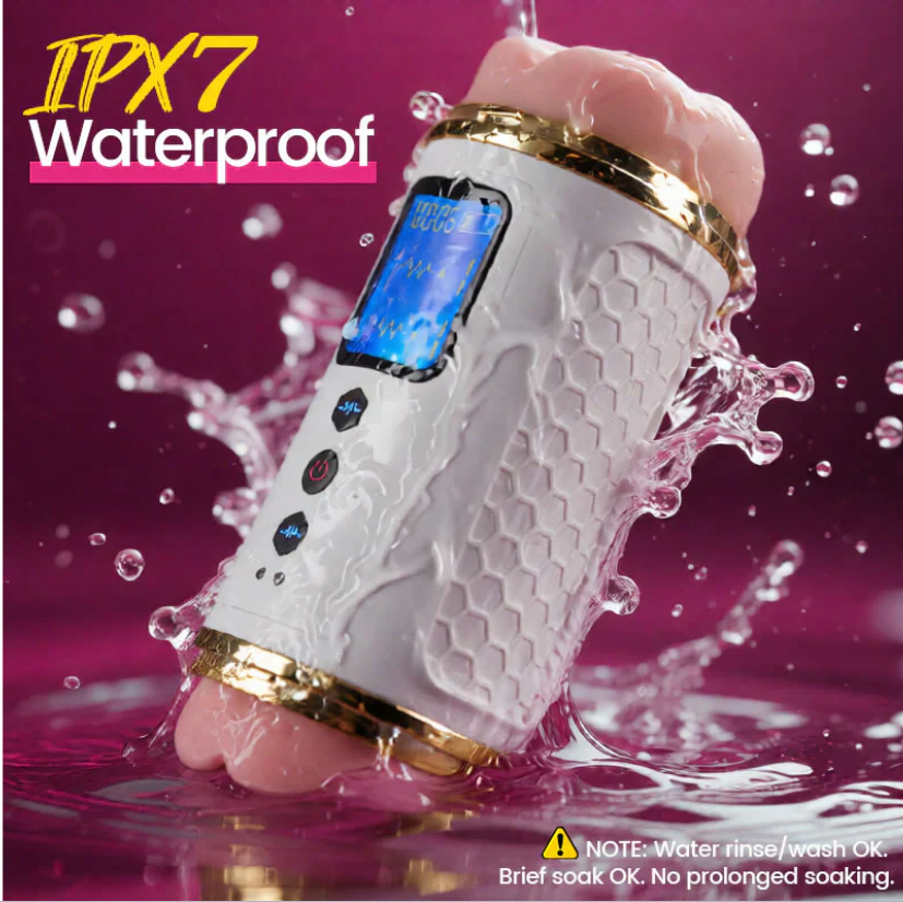 Dual Sync Automatic Rotating & Vibrating Male Stroker with LCD Display | USB Rechargeable | IPX7 Waterproof | Dual Sleeve Design