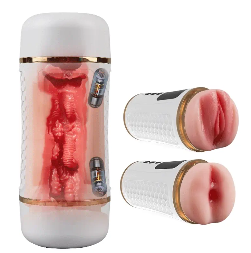 Dual Sync Automatic Rotating & Vibrating Male Stroker with LCD Display | USB Rechargeable | IPX7 Waterproof | Dual Sleeve Design