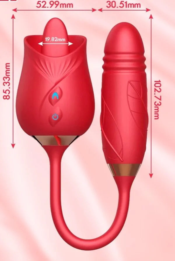 3-in-1 Rose Personal Massager | Tongue Motion, Vibrating Bullet & Suction Stimulation | USB Rechargeable | Waterproof