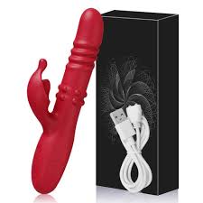 Red Rabbit Vibrating Massager with Telescopic Thrusting, G-Spot & Clitoral Stimulation