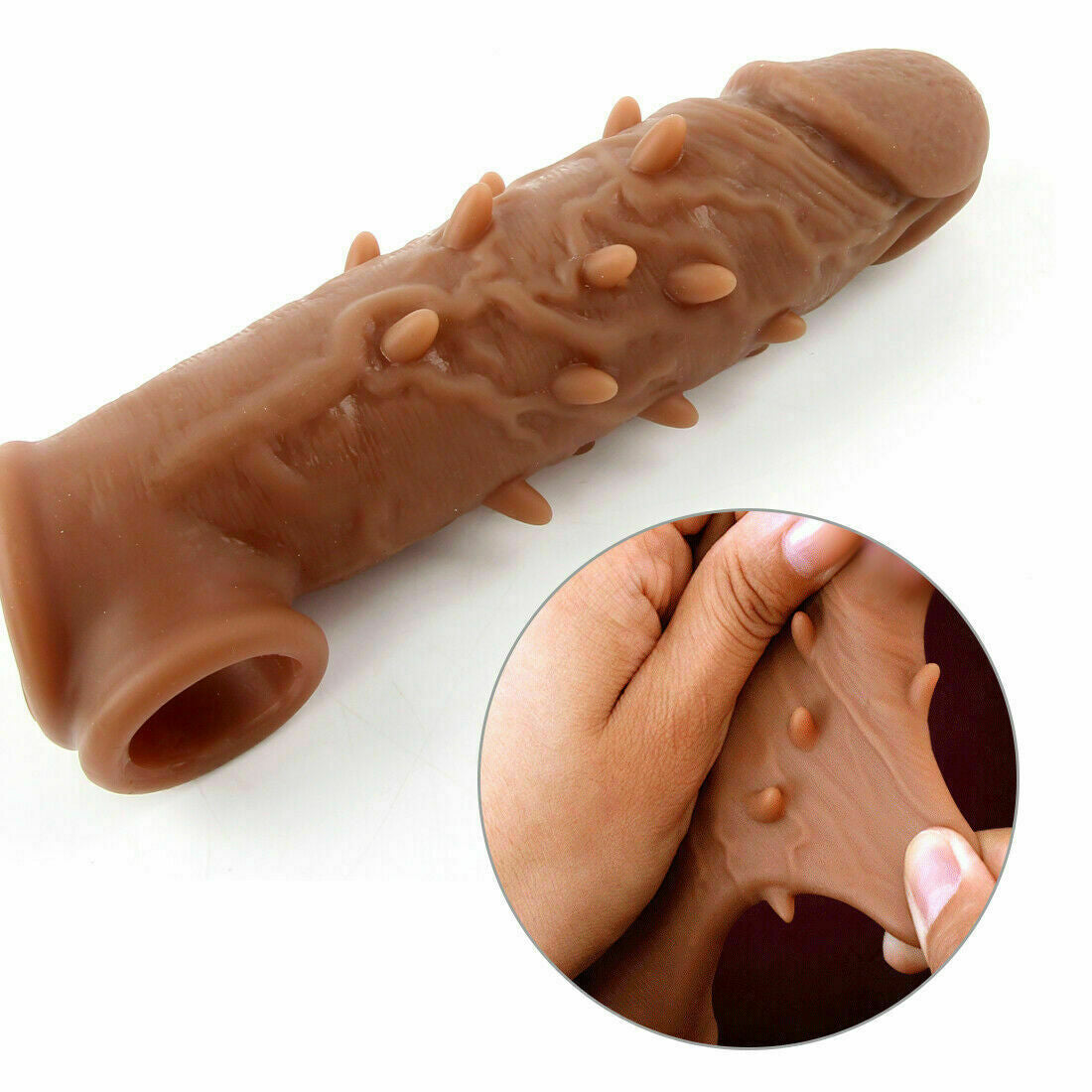 Premium Textured Silicone Penis Sleeve Extender | Reusable Stretch Sleeve with Raised Texture |