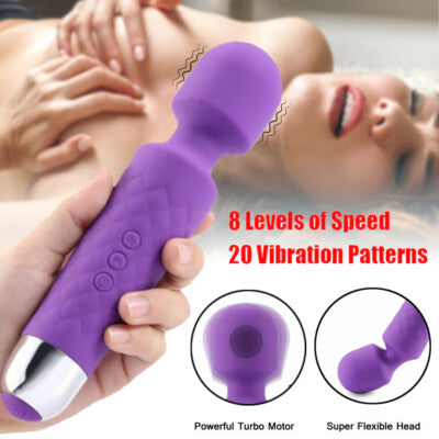 Premium Mic Wand Massager | 20 Vibration Patterns | USB Rechargeable | Waterproof Silicone Body Massager